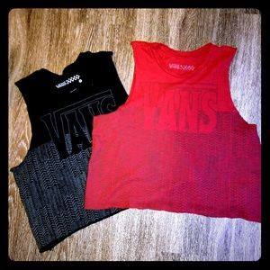 Lot of 2 women's Van's cut off t-shirt mid-drift